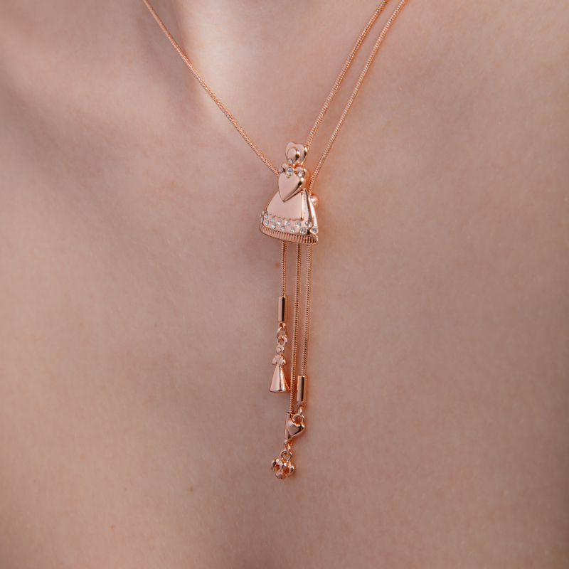Necklace with pendants under mum's skirt (rosegold)