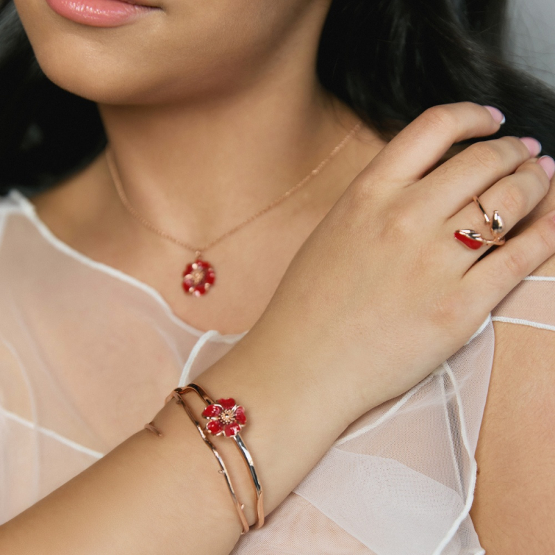 Thin Bracelet Red Rose