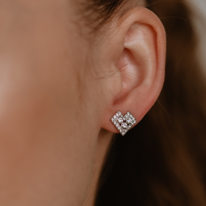 Earrings silver Čičmany hearts