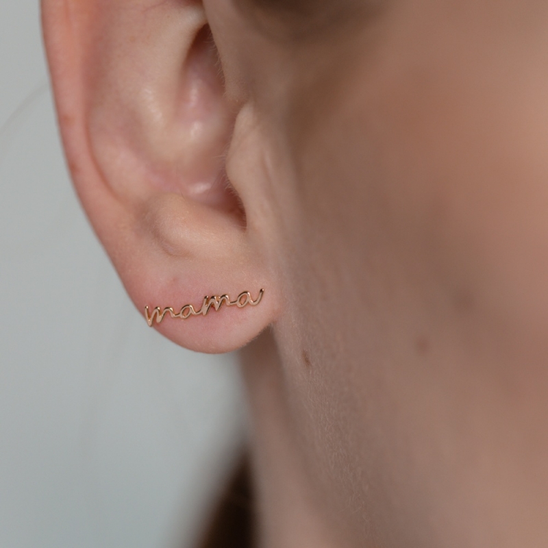 Earrings rose gold scar and mom