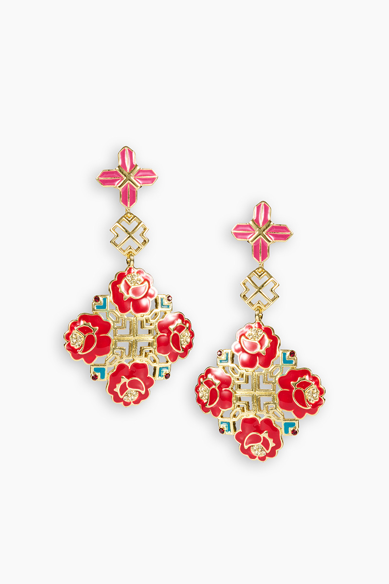 Red Flower Earrings