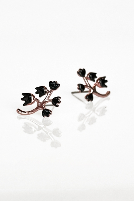 Earrings black lilies of the valley