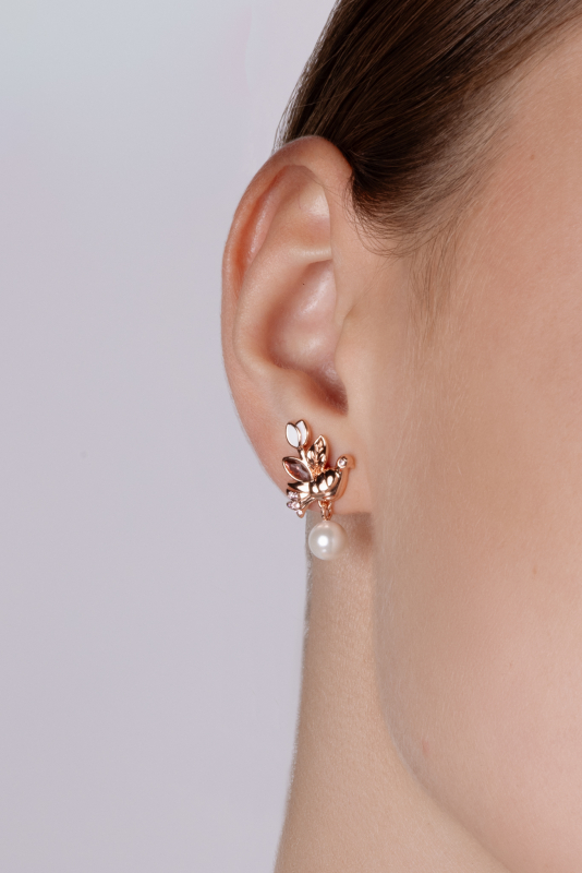 Doves Earrings with Pearls