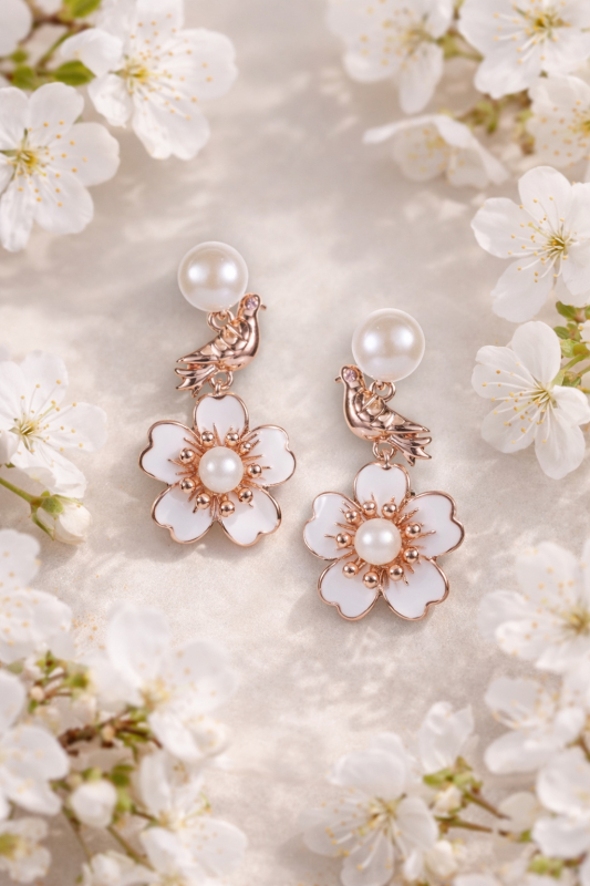 Doves and Cherries Earrings