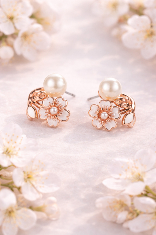 Small Doves and Cherries Earrings