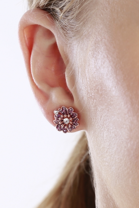 Violet flower earrings