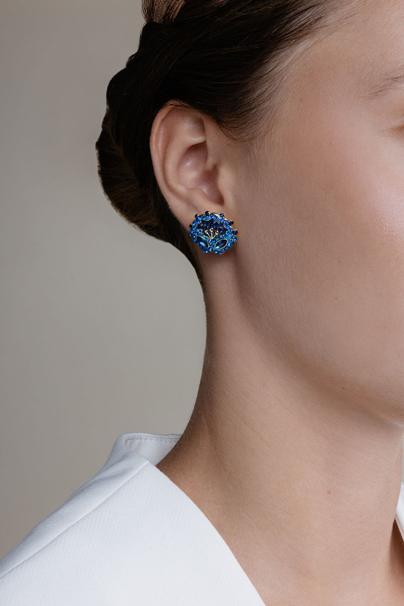 Sapphire Poppy Flower Earrings