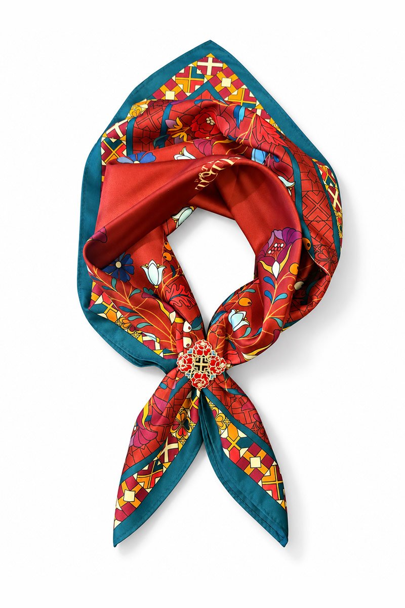 (Un)Erased Heritage Satin Scarf with Brooch